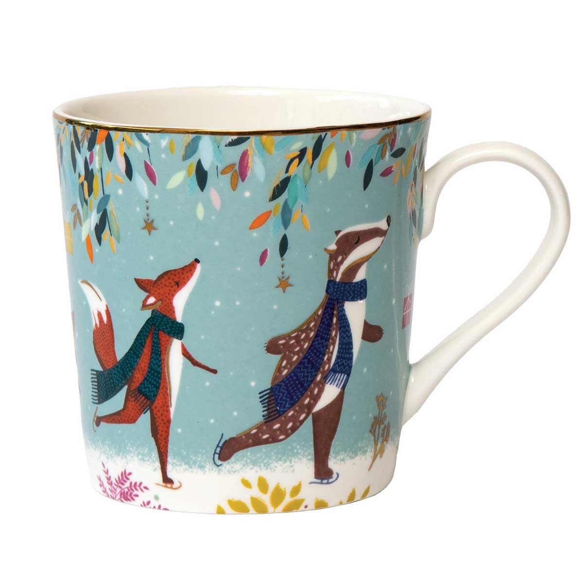 Sara Miller London Woodland Tales Mug, Skaters, Green