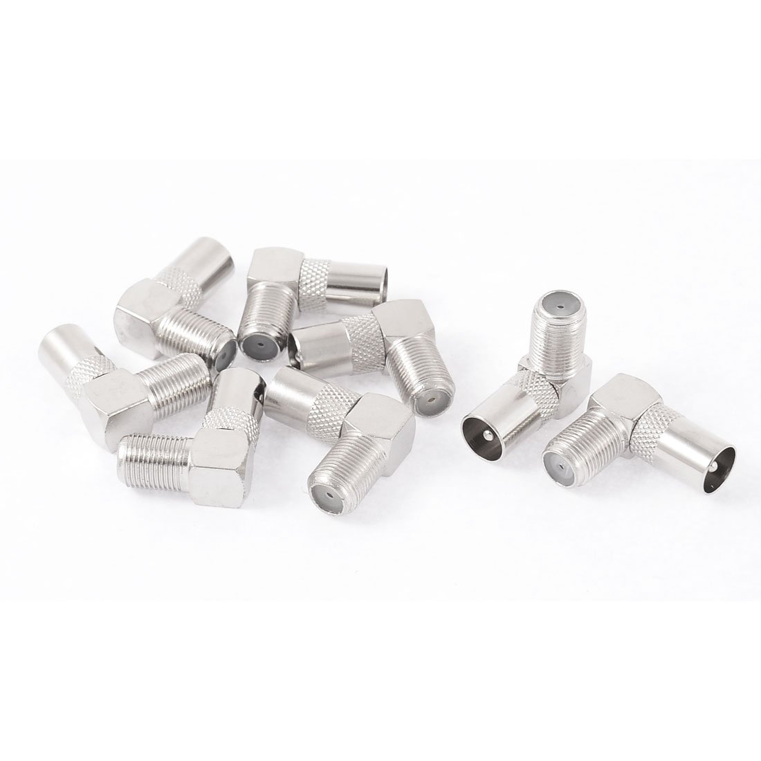 sourcing map Metal Right Angle F Type Female to TV PAL Male Coax RF Connector 8pcs
