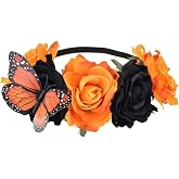 DreamLily Day of the Dead Rose Butterfuly Headpiece Halloween Flower Crown Party Costume NC29