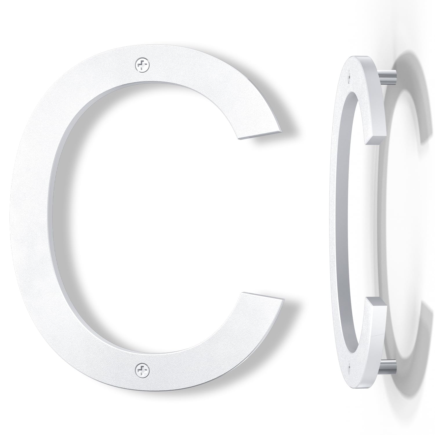 Yafimea 8 Inch White House Numbers, Large Floating Screw On Numbers with 3D Shadow Effect for Outside Wall Fence Gate, Weatherproof ABS Plastic (C)