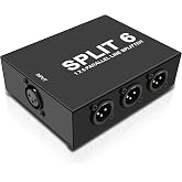 XMSJSIY XLR Splitter Mic Splitter Box 1-IN-6-OUT/6-IN-1-OUT | 1 Female to 6 Male XLR Converter 6 Channel Mic Parallel Line Selector Connector for Professional Audio Recording - 1 PCS