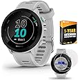 Garmin Forerunner 55 GPS Running Watch (White) | Official USA Partner Model | Bundle with 2-Pack Screen Protector Bundle