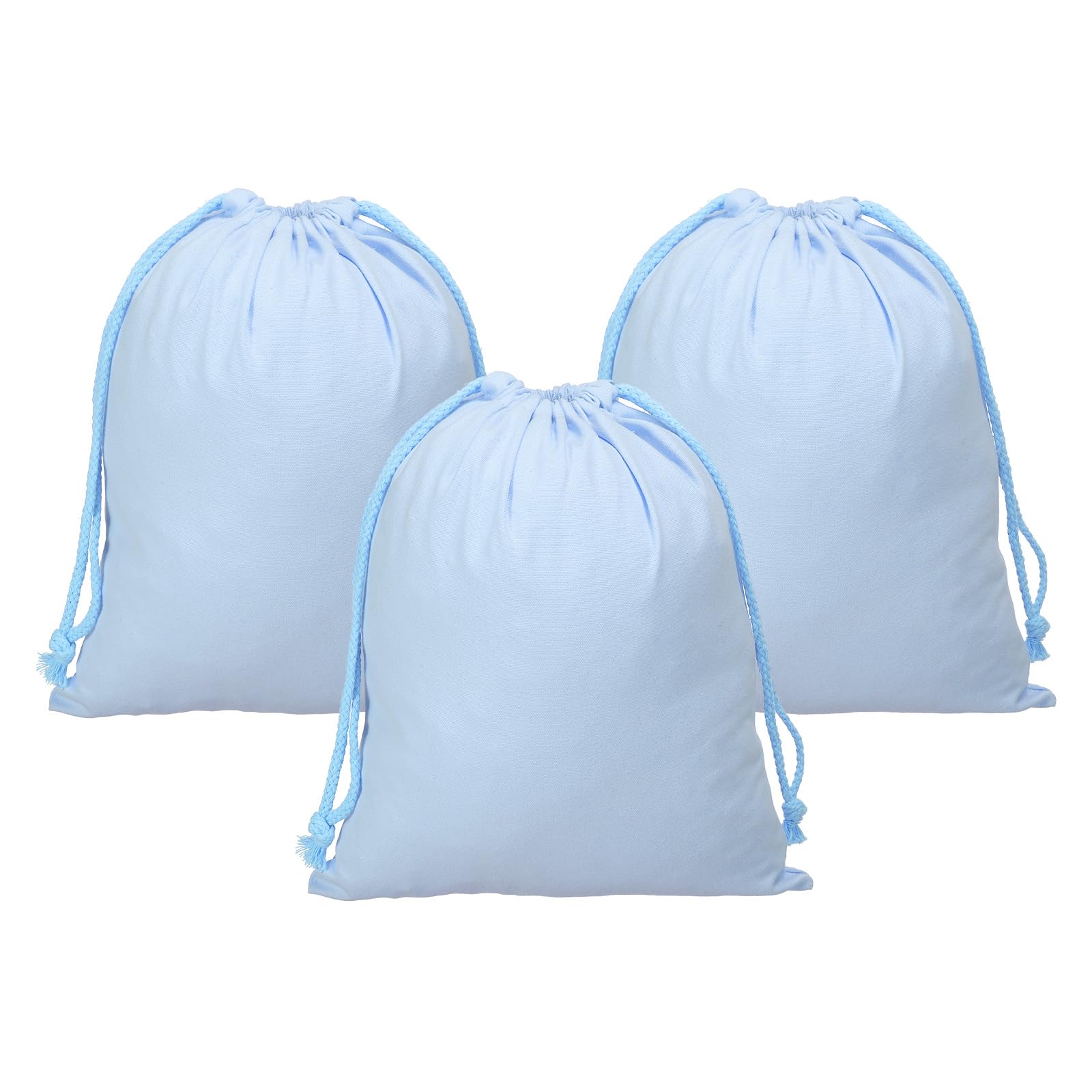 PATIKIL Reusable Drawstring Bags, 10x12.6 Inch 3 Pack Multipurpose Cotton Dust Bags, Luggage Organizer, Travel Essentials Storage Pouch, Light Blue