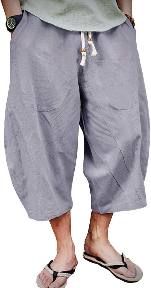 EKLENTSON Mens Capri Long Shorts Below Knee Relaxed Fit Elastic Summer