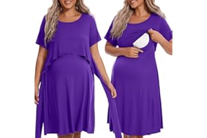 MONNURO Women Plus Size Labor and Delivery Gown Manternity Nursing Nightgown Sleepwear Dress for Breastfeeding Hospital