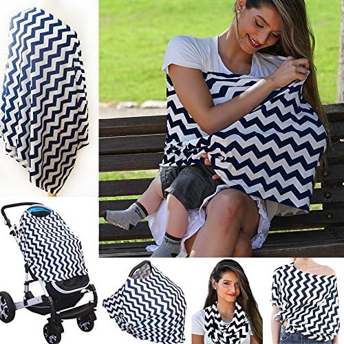 Nursing Cover Breastfeeding Scarf for Girls and Boys - Stroller Cover, Shopping Cart Cover, High Chair Cover, Nursing Shawl, Infinity Scarf, Car Seat Canopy, Baby Pillow - Use Infinity Stretchy Shawl