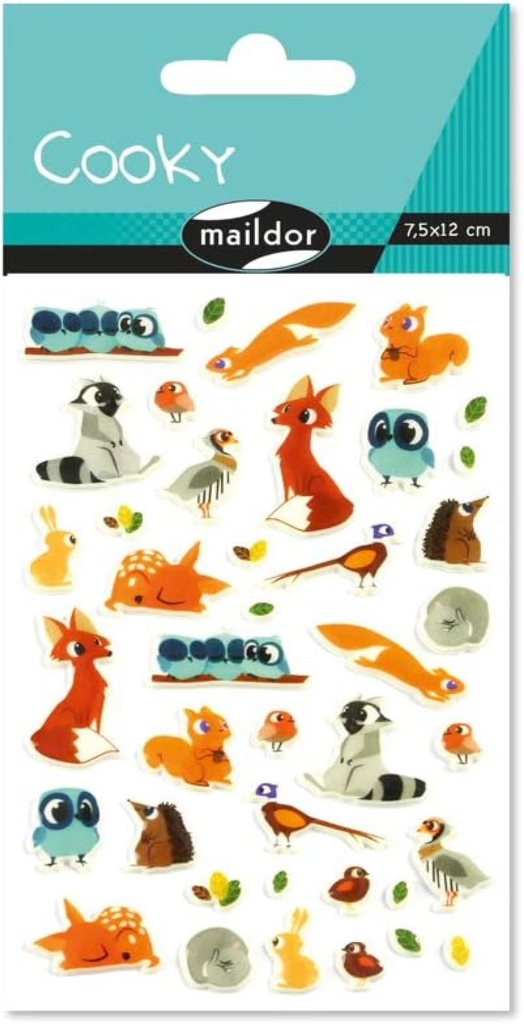 Maildor CY081C - Cooky 3D STICKERS - 1 sheet 12x8 cm - 40 stickers - FOREST ANIMALS THEME - Children's Arts and Crafts Accessories - Creative and Leisure