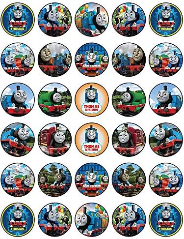 30 x Edible Cupcake Toppers – Thomas The Tank Engine Themed Collection of Edible Cake Decorations | Uncut Edible Prints on Wafer Sheet