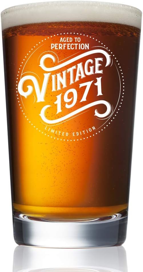 51st Birthday Gifts for Men Women - 1971 Vintage 16 oz Beer Pint Glass - 51 Year Old Gifts for Men Women - Funny Gag 51st Birthday Gifts Ideas Decorations for Men Dad Mom Husband Wife Turning 51