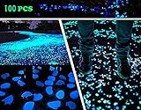 CHASOEA 100 pcs Man-made Glow Pebbles Stones Glow in the Dark Stones Garden Decor Glow Gravel Stones for Garden Walkway And Fish Tank Decoration,And Children Play Games