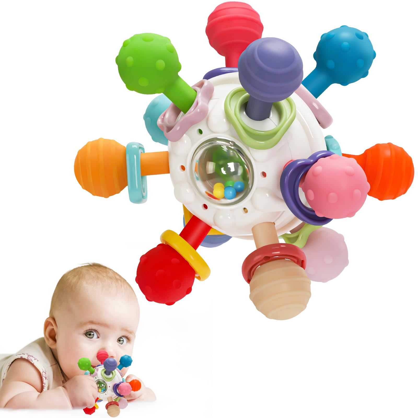 Photo 1 of Baby Montessori Sensory Toys for 0-6 6-12 Months, Baby Teether Teething Toys for Babies 0 3 6 9 12 18 Months, Newborn Infant Learning Developmental Toys Gifts for 1 2 Year Old Boys Girls