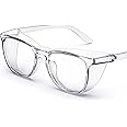TOREGE Eye Protection Glasses,Fashionable Safety Glasses With Clear No Fog Lenses,Great Safety Goggles For Men&Women(Transparent White&Clear Lens)