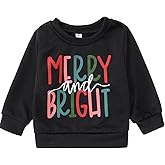 AG AGUU Christmas Sweatshirt for Toddler Boys Girls Merry and Bright Pullover Shirts Crew Neck Tops Long Sleeve Clothes(Black,18-24Months)