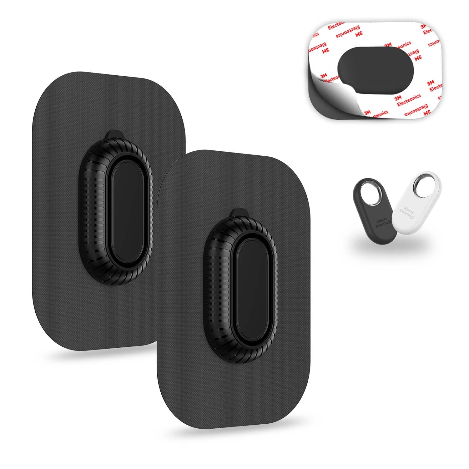 Photo 1 of [2-Pack] Case for Galaxy SmartTag2 Fabric Holder | Secure & Discreet, Full Protection Galaxy Smart Tag 2 Holder with 3M Adhesive Sticker for Luggage,Camera Bags, Backpacks & Purses etc.(Black&Black)