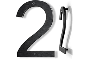 Lookopen 8 Inch Black Large House Numbers, Modern Floating Metal House Numbers for Outside, Aluminium Home Address Numbers for Front Door Outdoor Brick House (2)