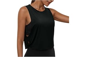 Women's Sleeveless Workout Vest Tops - Solid Tank Top with Side Hollowed Out, Breathable Round Neck Fitness Shirts
