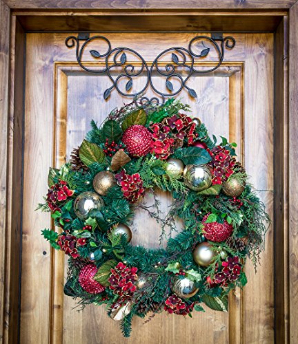 [Front Door WREATH HANGER] - Ivy Design | ADJUSTABLE Hook Length for Tall and Small Doors | PADDING to Prevent Damage like Scratch and Dents | Heavy Duty Cast Iron Metal Hangar - (Brown) - Thumbnail 4