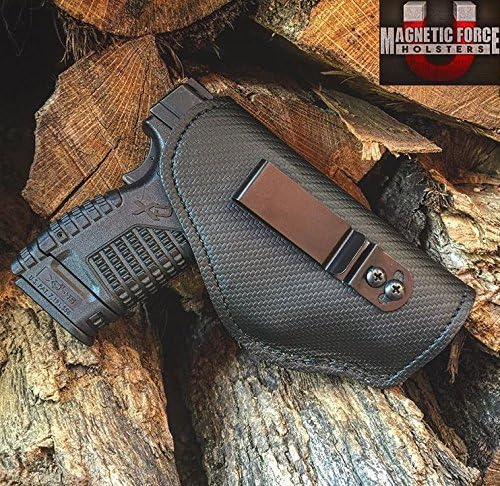 Magnetic Force Holster--IWB--Leather Edition (Carbon Fiber Vinyl Exterior/Black Leather Interior, Medium)
