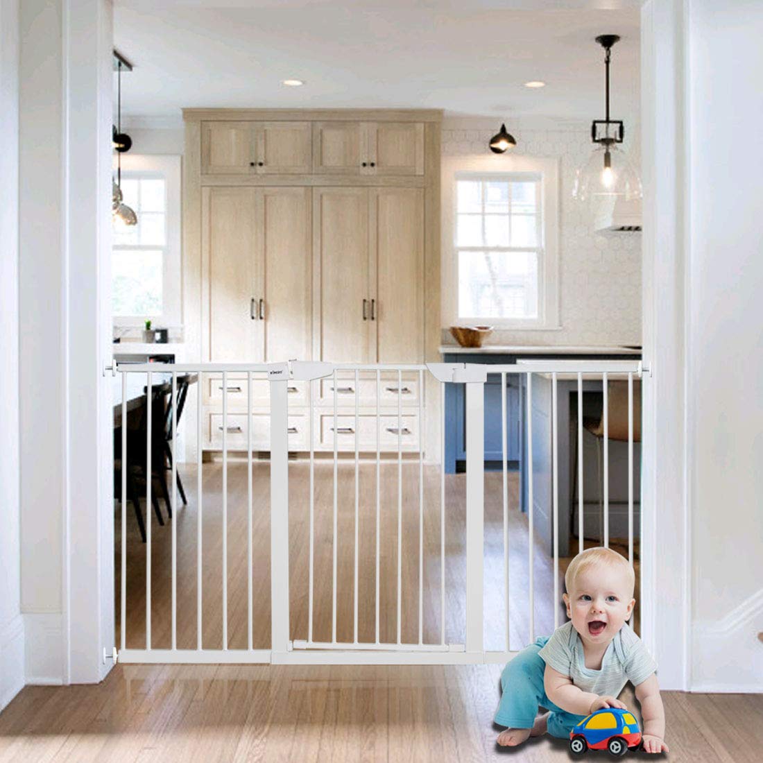 Fairy Baby Extra Wide Baby Gate for Kids Or Pets Walk Thru Dog Gates for The House Doorway Child Safety Gate 59.84"-62.60"
