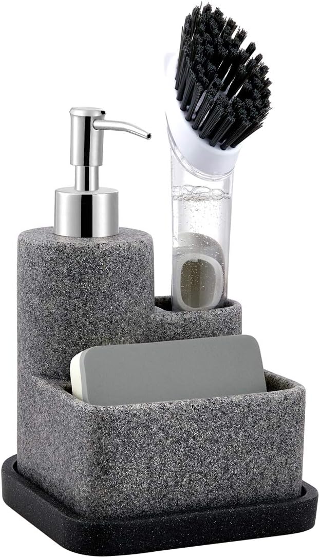 ZCCZ Soap Dispenser with Sponge Holder and Brush Holder