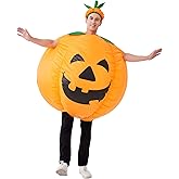 IHGYT Pumpkin Inflatable Costume Blow up Costume Orange Fancy Dress Adult Jumpsuit Halloween Cosplay Outfit Gift