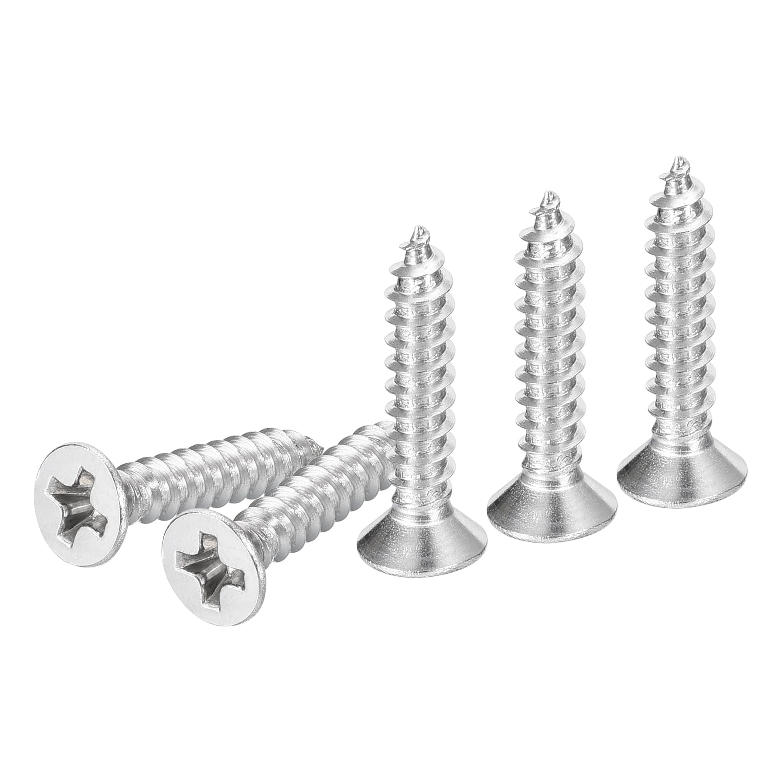 DTGN 100Pcs M3.5x19mm Flat Head Wood Screws, 304 Stainless Steel Phillips Self Tapping Screws - Good for Woodworking, Furniture - Silver — image 1