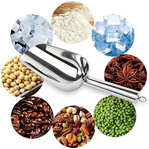 JSDOIN Stainless Steel Ice Scoop,Small Metal Scoops for Kitchen Bar Party Wedding,Heavy Duty Dishwasher Safe - 8 Ounces