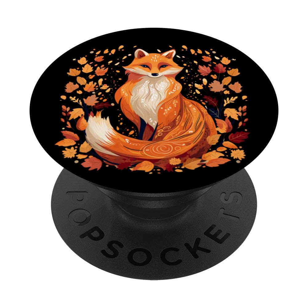 Cottagecore Fox Fall Vibes Thanksgiving Women's Graphic PopSockets Adhesive PopGrip