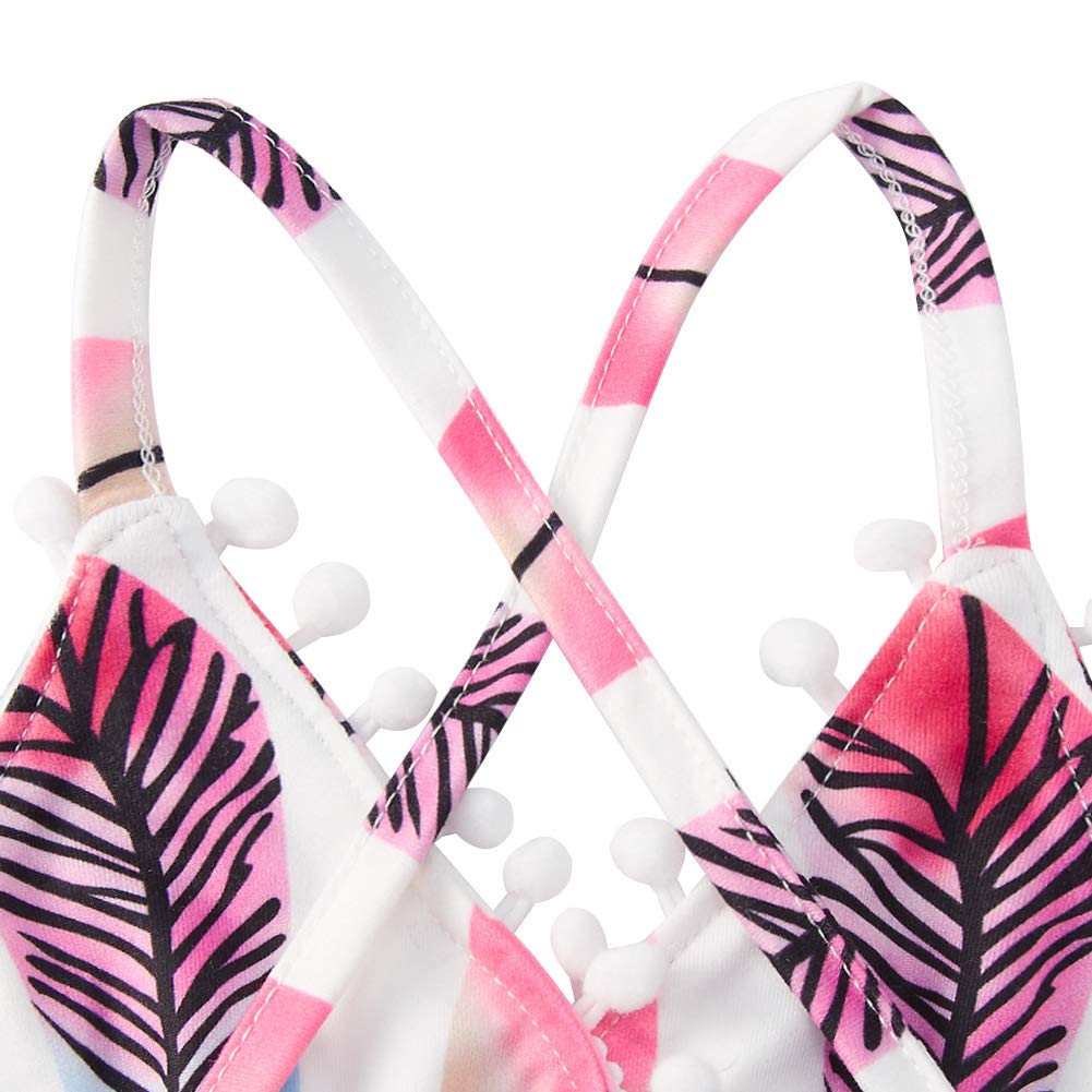 UNICOMIDEA Unisex Baby Jumpsuits Cool Pink Feather One-Pieces Pom Pom Rompers Bright Color Outfit Clothes Sleeveless Bodysuit Play Suits with Headband for 6-12 Months Infant Kids Summer Clothes