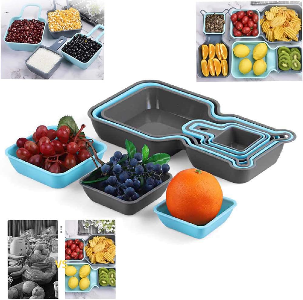 XIXI Creative Fruit Plate Multifunctional Outdoor Tableware Stackable Fruit Plate 300-500ml/blue