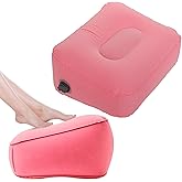 Inflatable Foot Rest Pillow for Travel,Kids Airplane Bed,AdjustableAir Travel Essentials,Car, Office, Home - Fast Inflation （Pink