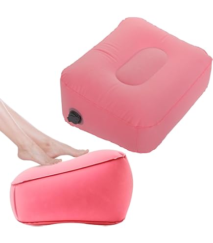 Naroote Reposapiés Inflable De Viaje: Multiusos 7 Piezas (Coche, Tren, Avión) Con Bomba Y Accesorios