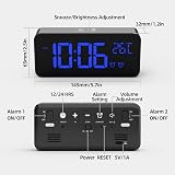 HOMVILLA Digital Alarm Clock with Large LED Display Dual Alarms USB Charging view 2