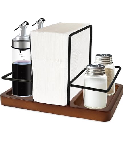 Porte-serviettes En Bambou Avec étagères à épices – Rangement De Table Pour Cuisine, Salle à Manger, Restaurant (24x18x14 Cm)