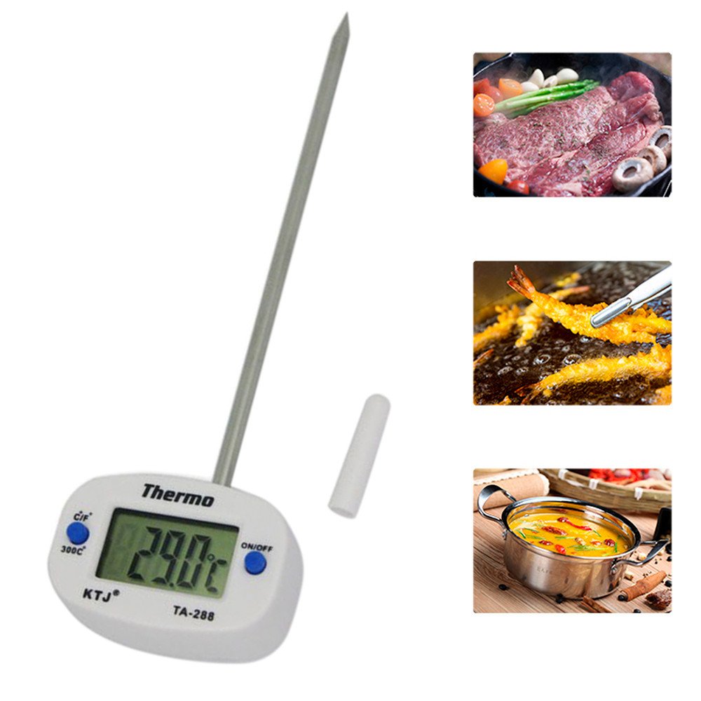 Houshelp Digital Meat Thermometer Instant Read Cooking Thermometer for Outdoor Cooking BBQ Digital Food Thermometer White