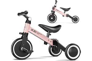 ﻿XJD 5 in 1 Toddler Bike, Tricycle for Toddlers 1-3 with Adjustable Seat Height, Removable Pedals, Ideal Balance Bike Birthday Gifts and Toys for Boys and Girls