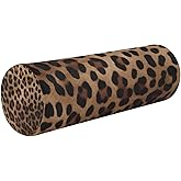 Maunzc Cervical Pillow for Neck Pain Relief Memory Foam Pillow with Removable & Washable Cover Cylinder Round Neck Pillow Bolster Pillow for Legs, Bed, Neak, Back, Leopard Print