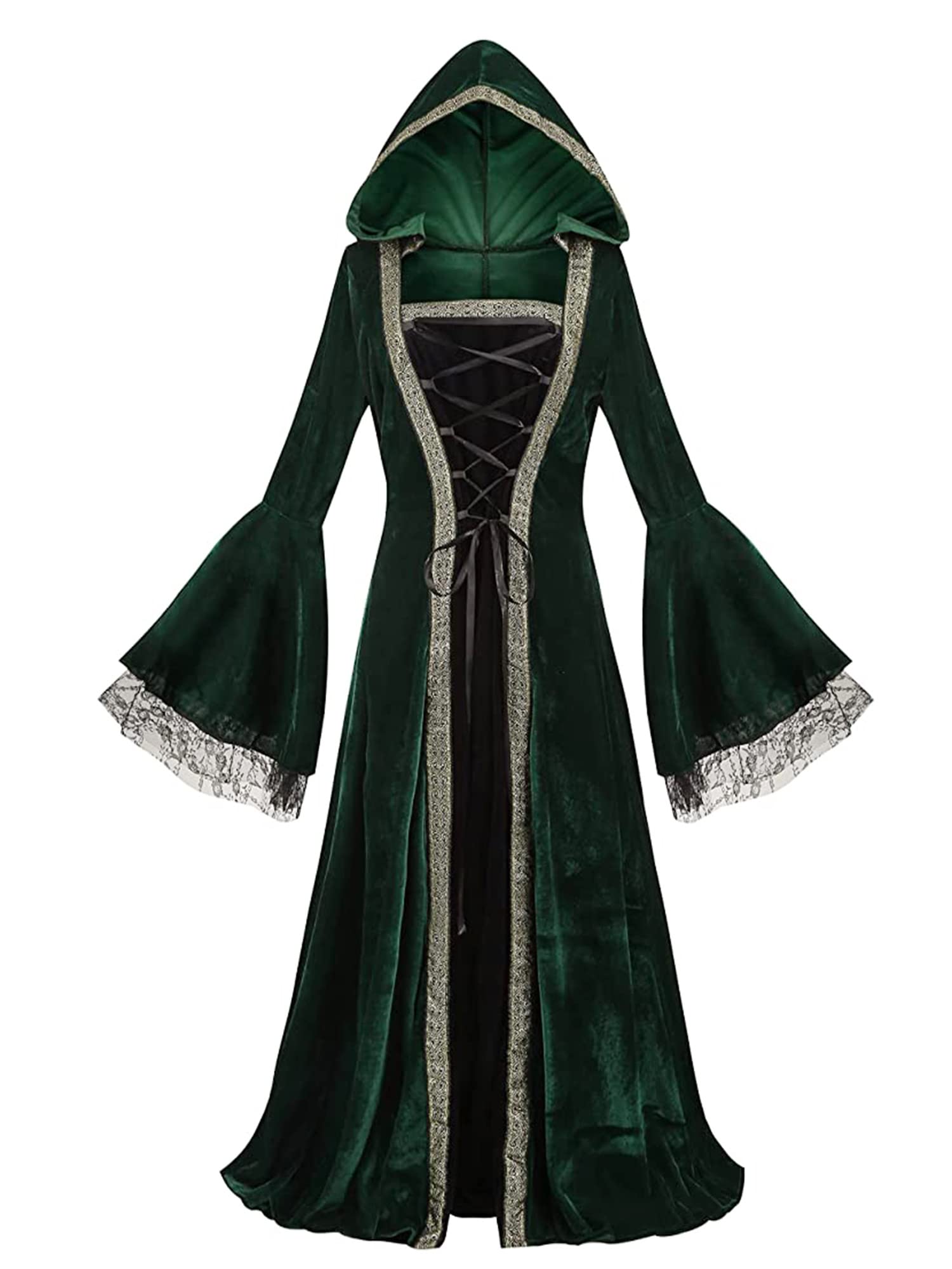 maxToonrain Medieval Costume Women Size 20,Women's Halloween Costumes Renaissance Dress Burgundy Vintage Gothic Velvet Victorian Dresses World Book Fancy Dress For Women(Green，M) — image 1