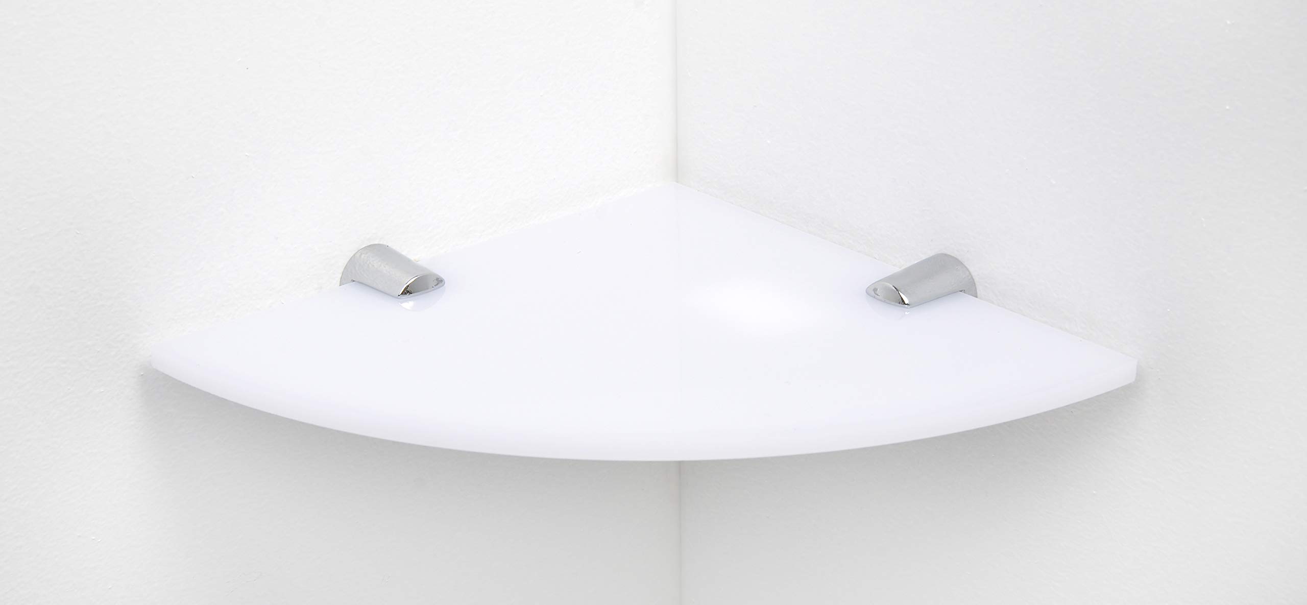 Expression Products Two Small Acrylic Corner Safety Shelves - 150mm - approx 6" comes with Chrome fixings, Free Trolley Token Material Sample Included per Shipment, White