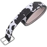 TENDYCOCO Adjustable Cowprint Belt Women Cowhide Print Pattern Pu Leather Belt Fashion Animal Print for Casual Party Dance Performance