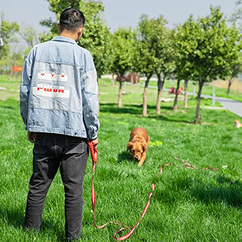 Dog Training Lead, Long Dog Leash Nylon Dog Recall Leads Long Training Dog Leash for Camping Tracking Training Obedience Backyard Play, Strong Lead Leash for Dog Comfortable Padded Handle (15m/50ft)