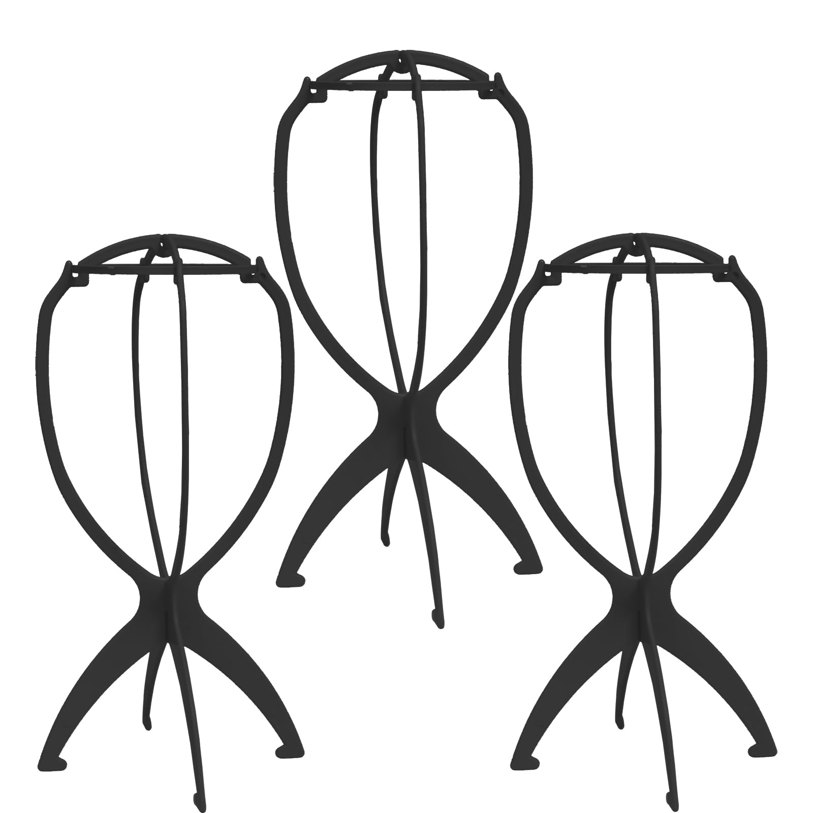 3 Pack Wig Stands for Wigs, Wig Head for Long Short Wigs, Portable Collapsible Wig Dryer Travel Short Hair Extensions Stands, Hairpin Durable Plastic Folding Wig Holder(Black, 14 Inch) — image 1