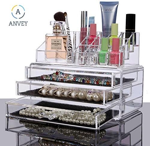 Anvey Large Acrylic Makeup Mascara Liner Brush Storage Lipstick Cosmetic Organizer Case Holder