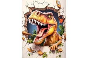 BOHADIY Dinosaur Diamond Art Painting Kits for Adults, Full Drill Diamond Dots Paintings for Beginners, Round 5D Paint with Diamonds Pictures Gem Art Painting Kits DIY Crafts Kits 12x16inch