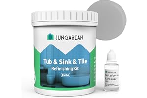 Jungarian Tub and Tile Refinishing Kit 35oz, Low Odor Countertop Paint, Shower Sink Paint for Bathroom Kitchen, 50-55sq.ft Semi-Gloss Light Grey