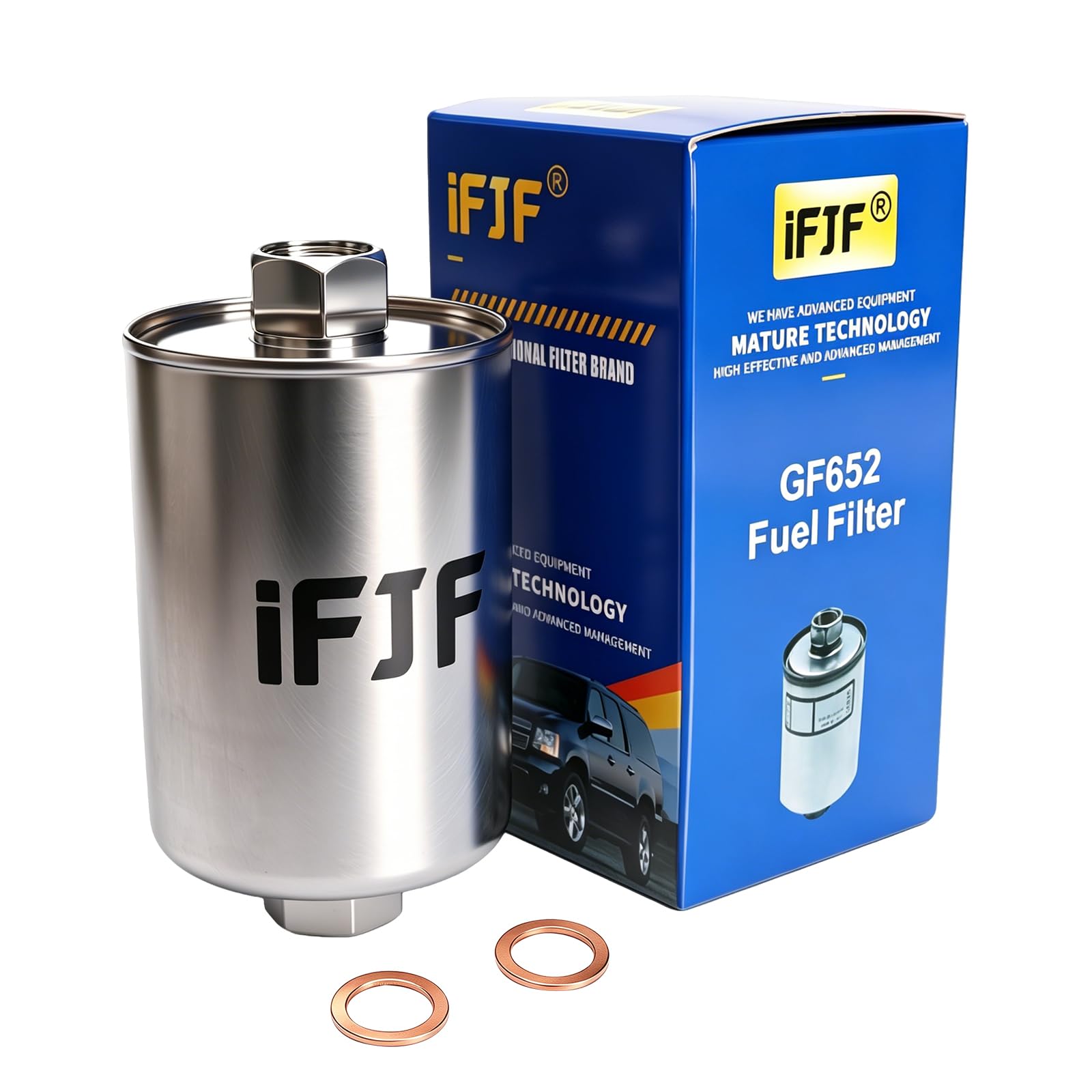 iFJF Six GF652 (FF5026) Professional Inline Fuel Filter Replacement for Chevy/GMC C1500 C2500 C3500 Silverado/Sierra 2500HD Suburban Express Avalanche Replaces 33481 G3727 6 Packs Image