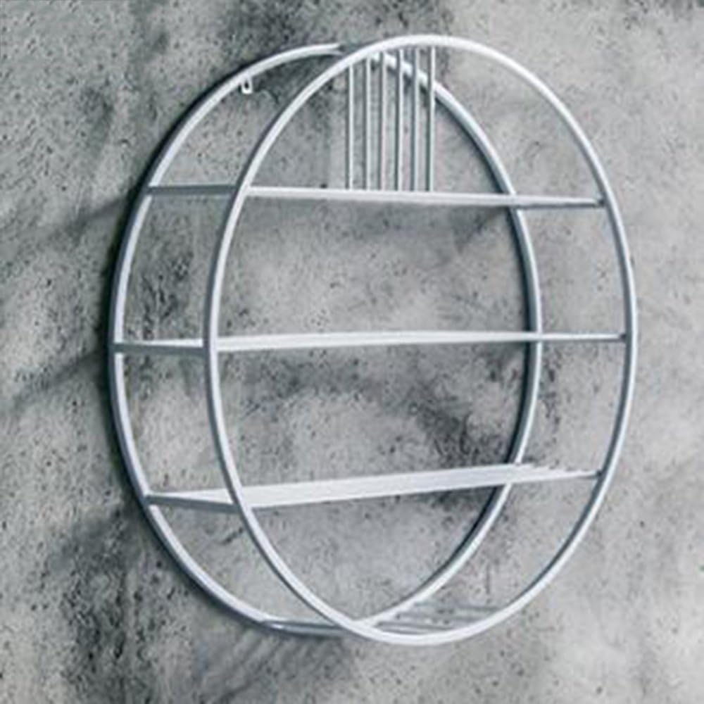 ZR- Iron Bookshelf Circular On The Wall Household Wall Shelf Restaurant Hanging Decoration Northern Europe Living Room 60cm/70cm/80cm (Color : White-80cm)