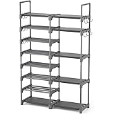 ROJASOP Shoe Rack, Shoe Storage Organizer for Closet Entryway Garage Bedroom, 8 Tier Tall Metal Shoe Shelf for 26-32 Pairs Boots & Shoes, Adjustable Shoe Stand for Small Space