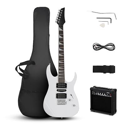 Ktaxon 39" Electric Guitar with 20Watt Amp, Full Size 170 Model Starter Guitar Kit for Beginners & Professionals W/Bag, Shoulder Strap, Wrench Tool, Plectrum - White