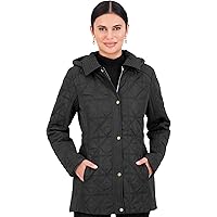 Jones New York Diamond-Quilted Jacket Anorak with Fur Lining